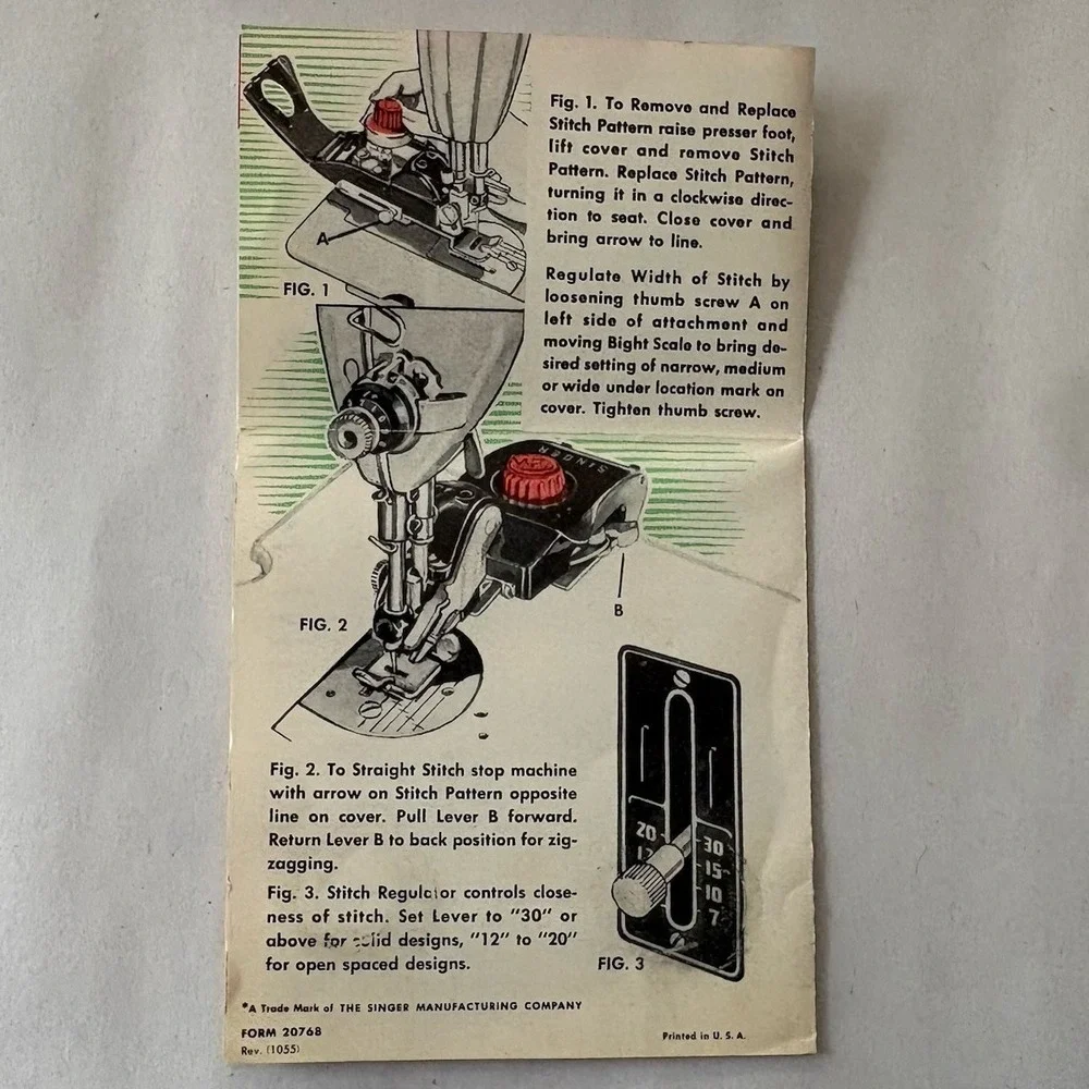 Singer Stitch Patterns For Auto Zigzagger Set # 2 Instruction Booklet